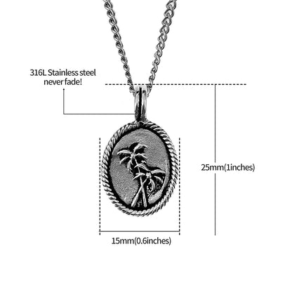 Silberne Surferkette Herren mit Palmenanhänger 60 cm