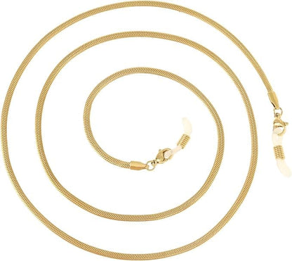 Goldene Brillenkette Schlangen Design 70 cm