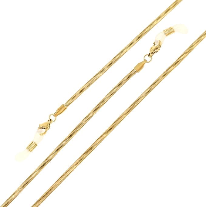 Goldene Brillenkette Schlangen Design 70 cm
