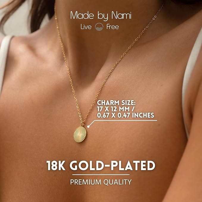 Goldene Sonnenanhänger Halskette Damen – 18K Edelstahl