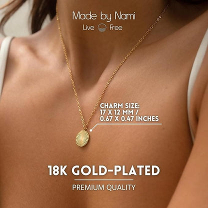 Goldene Sonnenanhänger Halskette Damen – 18K Edelstahl