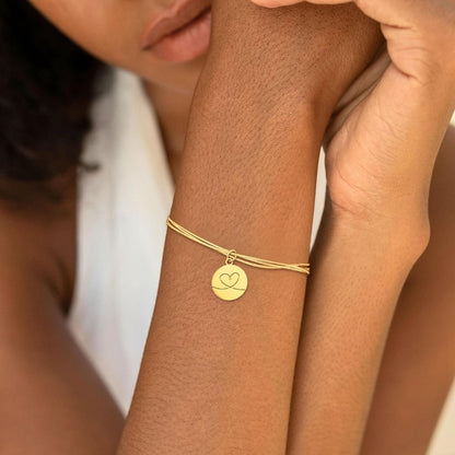 Dreireihiges Schlangenketten-Armband mit personalisierter Gravur für Initialen, Namen & Symbole – Gold