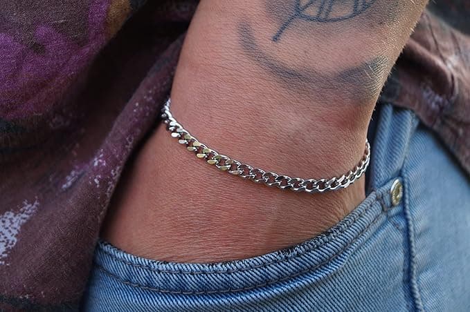 Silber Edelstahl Gliederarmband Herren