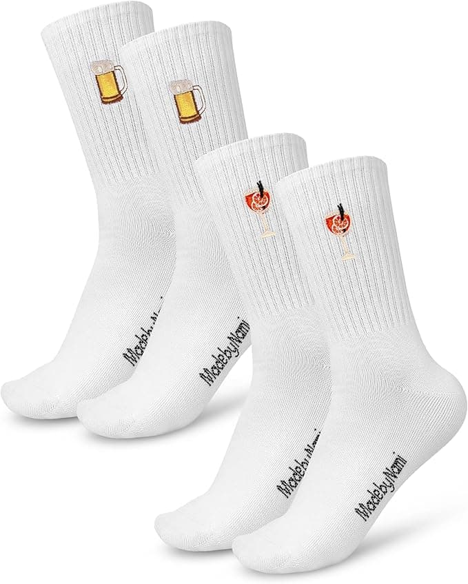 2er Set Socken mit Aperol & Bier Motiv – Unisex Festival Socken