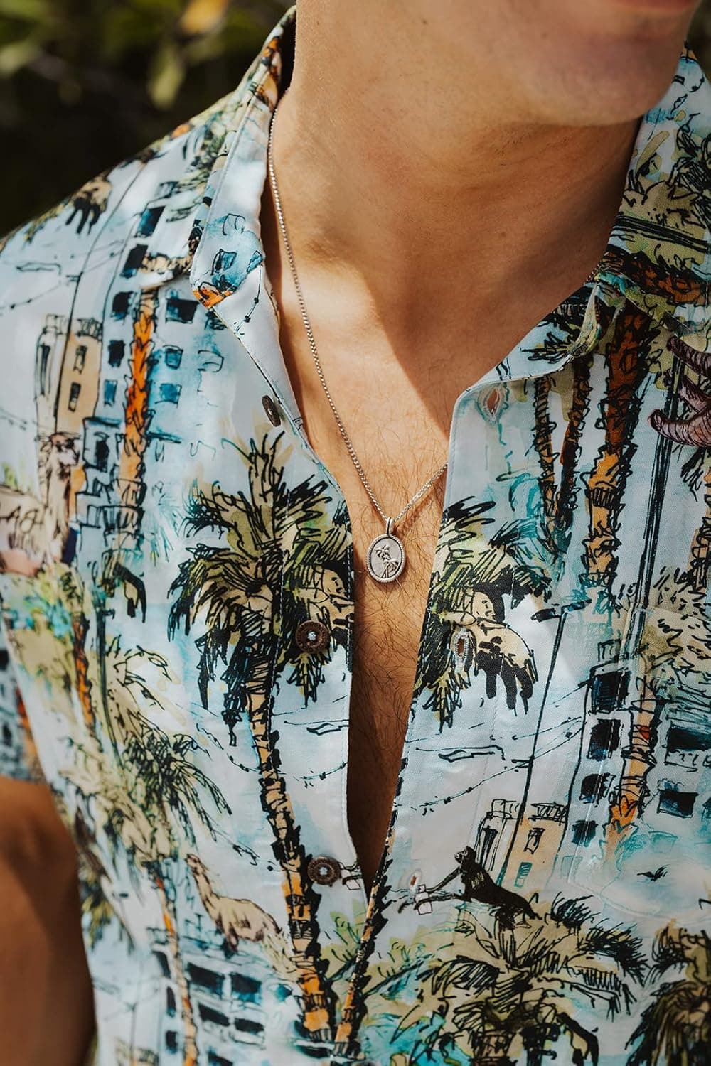 Silberne Surferkette Herren mit Palmenanhänger 60 cm