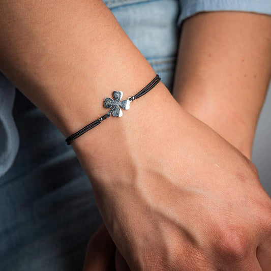 Glücksarmband Kleeblatt Silber – Verstellbares Freundschaftsband