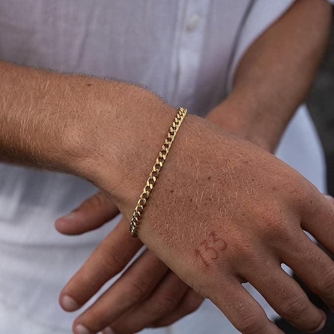 Goldenes Edelstahl Armband Herren 18 cm