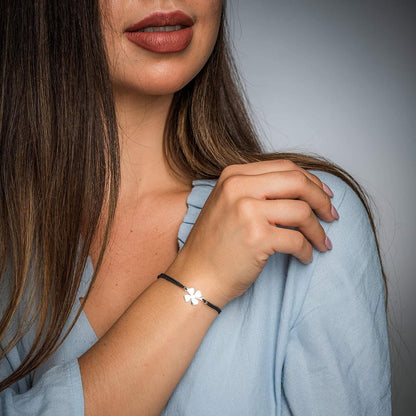 Glücksarmband Kleeblatt Silber – Verstellbares Freundschaftsband