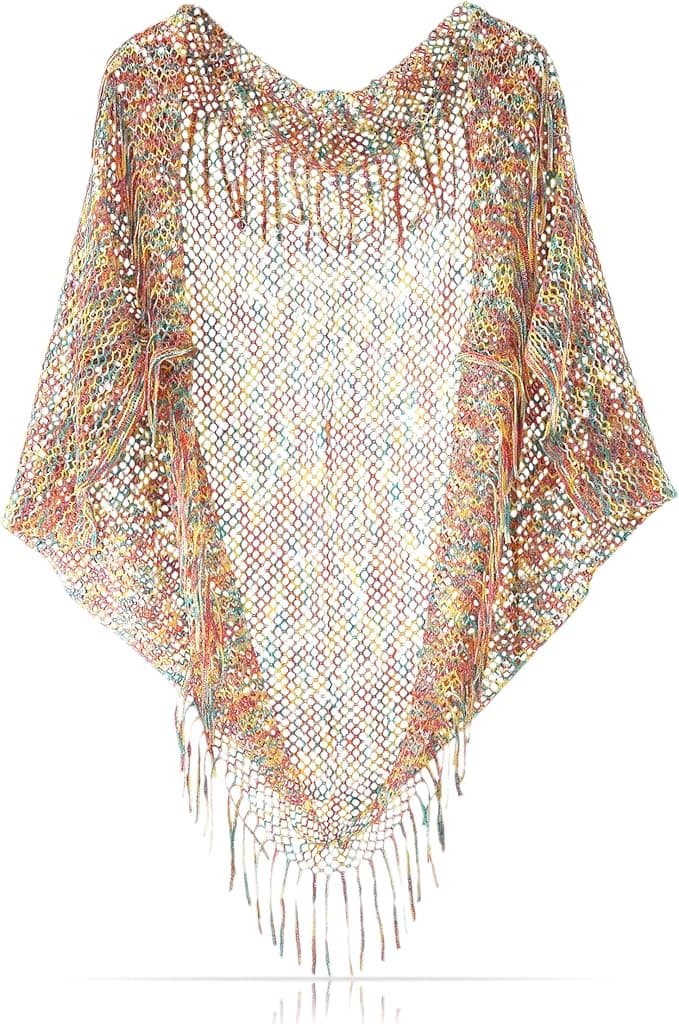 Boho Poncho Damen – Buntes Festival & Strand Outfit