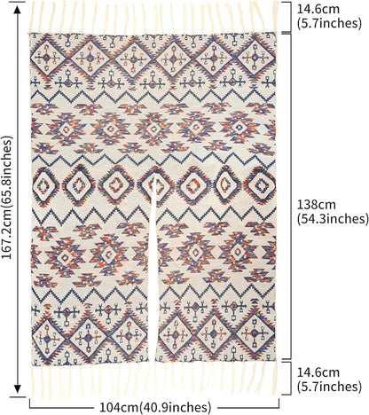 Boho Poncho Damen – Weiß Fransen Cape im Ethno Stil