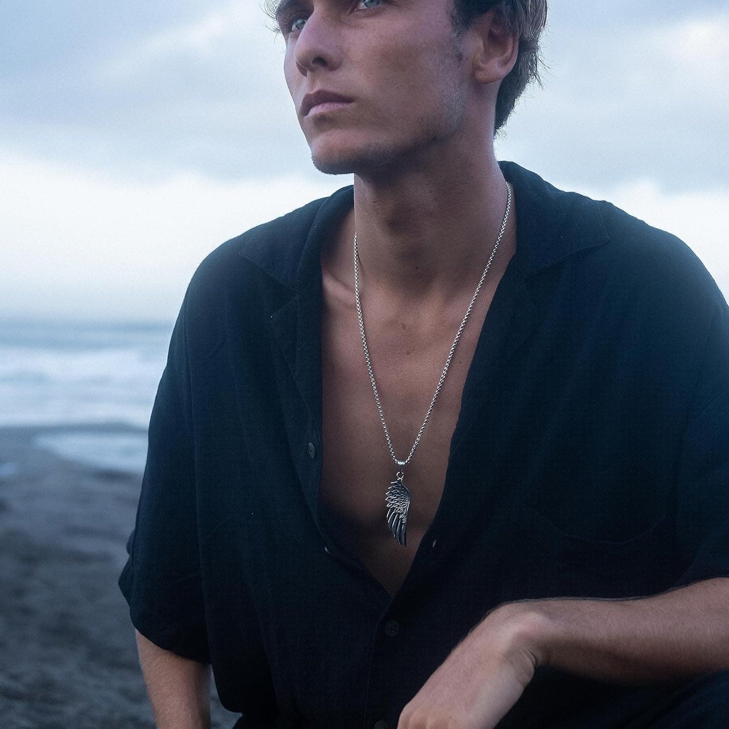 Viking Flügelkette Herren – Edelstahl Anhänger Silber