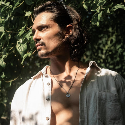 Herren Halskette Kompass Anhänger – Edelstahl Schwarz 60 cm