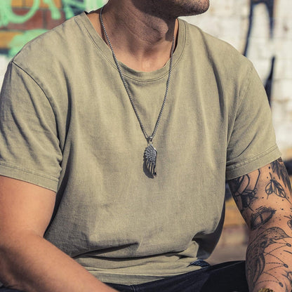 Viking Flügelkette Herren – Edelstahl Anhänger Silber