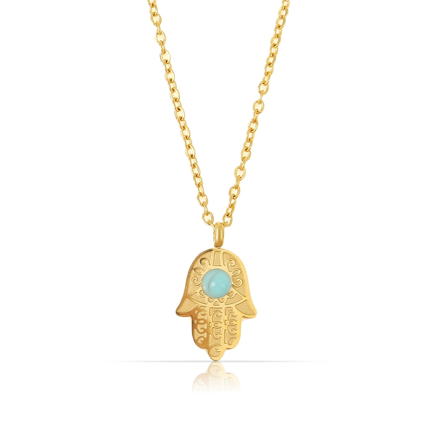 Goldene Halskette mit Hamsa Hand