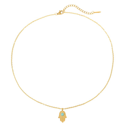 Goldene Halskette mit Hamsa Hand