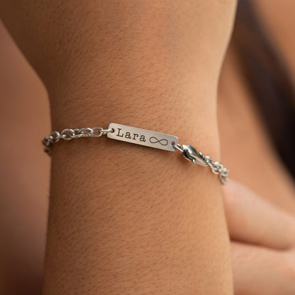 Armband  aus Edelstahl – Silber Rundankerkette