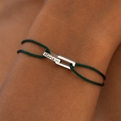 Personalisiertes Armband mit Edelstahl-Karabiner – Grün