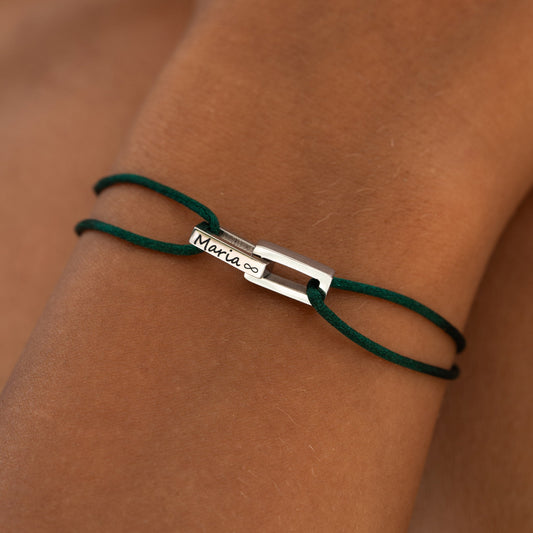 Personalisiertes Armband mit Edelstahl-Karabiner – Grün