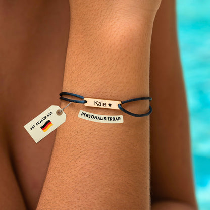 Personalisierbares Armband Plättchen – Schwarz