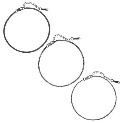 Herren Armband Set Edelstahl Silber – 3er Kettenarmband Set