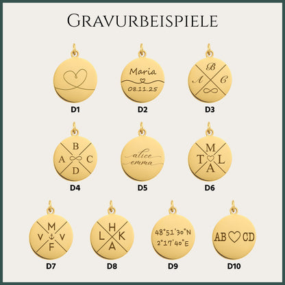 Personalisierte goldene Herz-Halskette – Individuelle Gravur mit Name, Text & Symbol (40+5 cm)