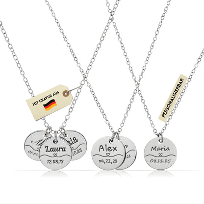 Personalisierte Kette in Gold, Silber & Rosé – Wunschgravur mit Name, Text & Symbol (40+5 cm)