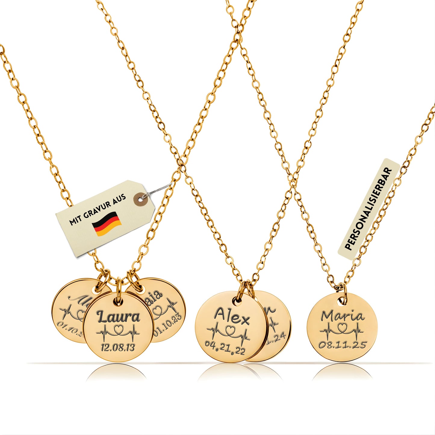 Personalisierte Kette in Gold, Silber & Rosé – Wunschgravur mit Name, Text & Symbol (40+5 cm)