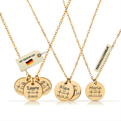 Personalisierte Kette in Gold, Silber & Rosé – Wunschgravur mit Name, Text & Symbol (40+5 cm)