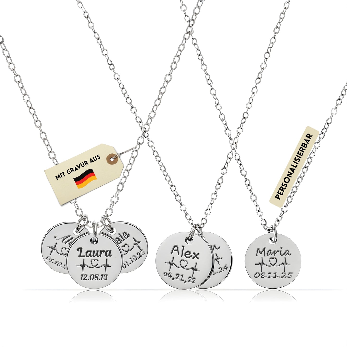 Personalisierte Kette in Gold, Silber & Rosé – Wunschgravur mit Name, Text & Symbol (40+5 cm)