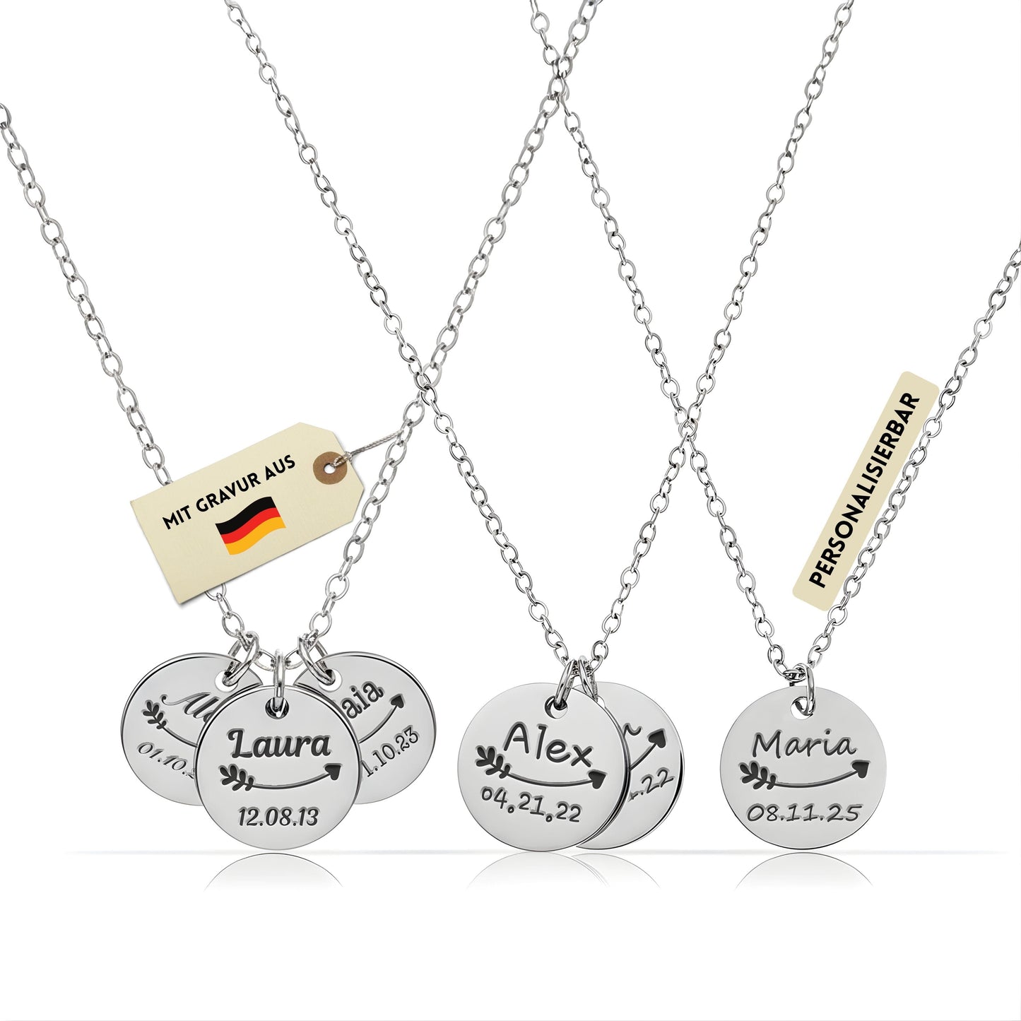 Personalisierte Kette in Gold, Silber & Rosé – Wunschgravur mit Name, Text & Symbol (40+5 cm)