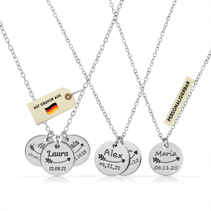 Personalisierte Kette in Gold, Silber & Rosé – Wunschgravur mit Name, Text & Symbol (40+5 cm)