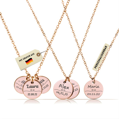 Personalisierte Kette in Gold, Silber & Rosé – Wunschgravur mit Name, Text & Symbol (40+5 cm)