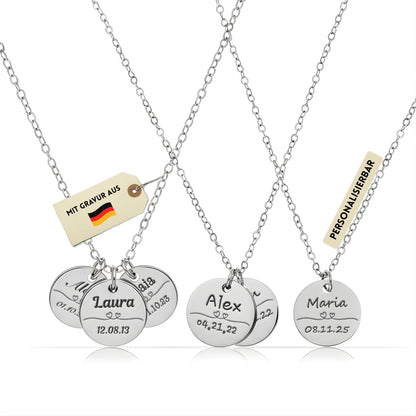 Personalisierte Kette in Gold, Silber & Rosé – Wunschgravur mit Name, Text & Symbol (40+5 cm)