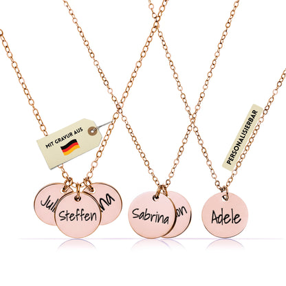 Personalisierte Kette in Gold, Silber & Rosé – Wunschgravur mit Name, Text & Symbol (40+5 cm)