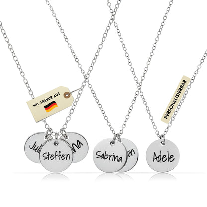 Personalisierte Kette in Gold, Silber & Rosé – Wunschgravur mit Name, Text & Symbol (40+5 cm)