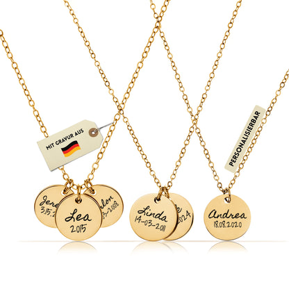 Personalisierte Kette in Gold, Silber & Rosé – Wunschgravur mit Name, Text & Symbol (40+5 cm)