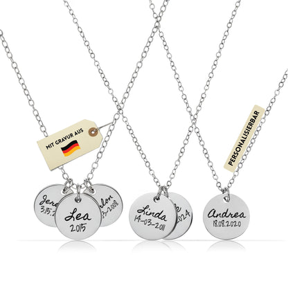 Personalisierte Kette in Gold, Silber & Rosé – Wunschgravur mit Name, Text & Symbol (40+5 cm)