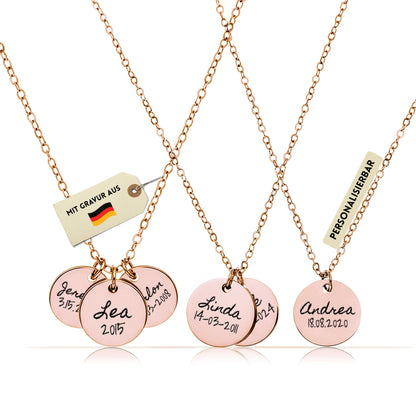 Personalisierte Kette in Gold, Silber & Rosé – Wunschgravur mit Name, Text & Symbol (40+5 cm)