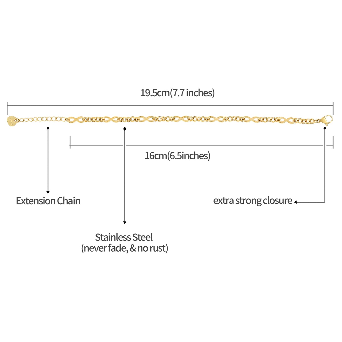 Gold Armband Damen Infinity Symbol Edelstahl