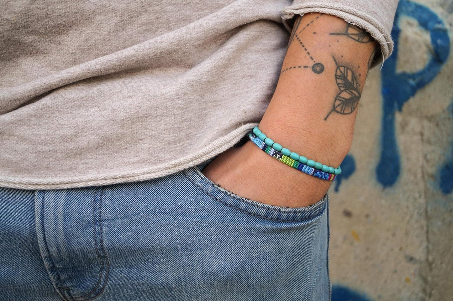 Boho Surfer Armband Set 2er – Perlenarmband & Ethno Band