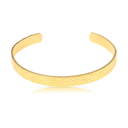 Goldener Edelstahl Armreif Verstellbar Gehämmert