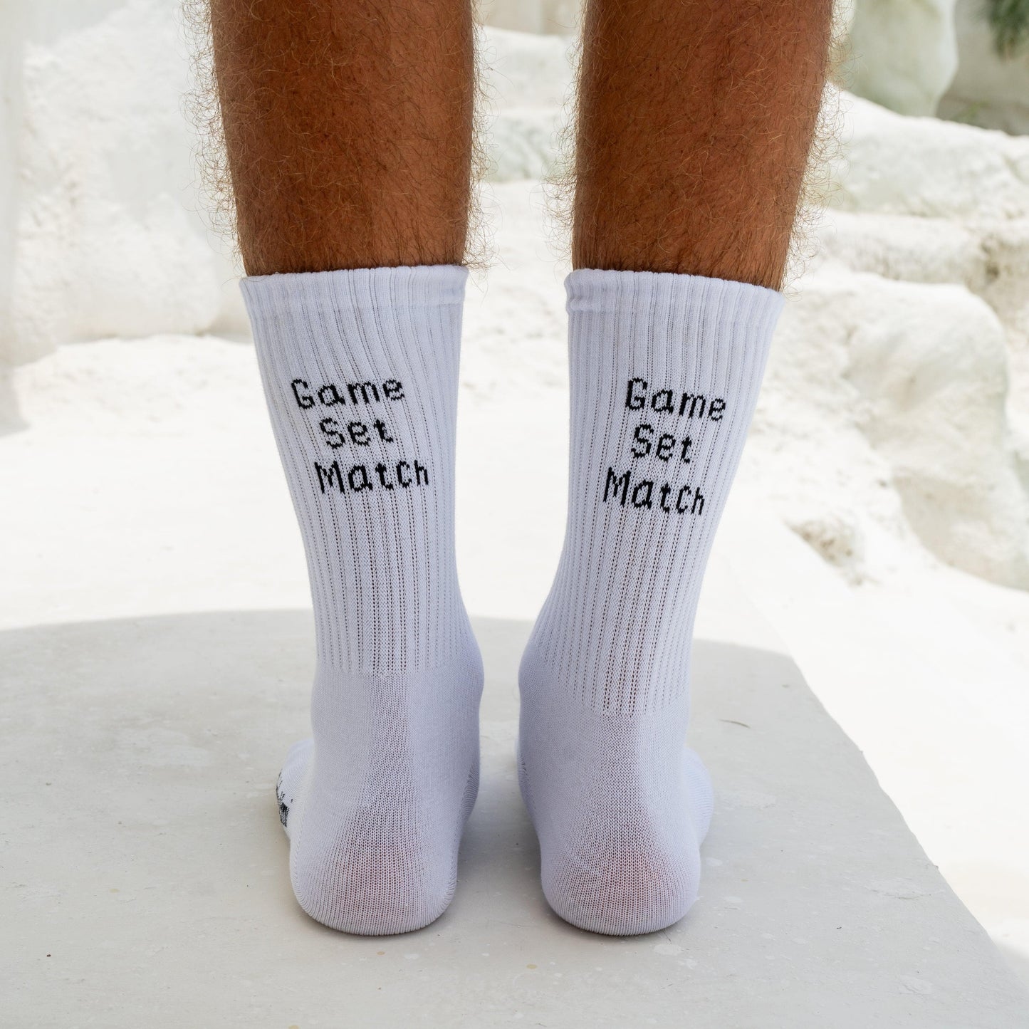 2 Paar Weiße Tennissocken mit Motiv