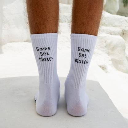 2 Paar Weiße Tennissocken mit Motiv