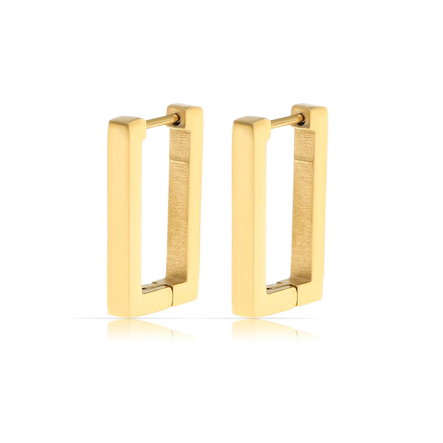 Rechteckige Creolen Gold Edelstahl