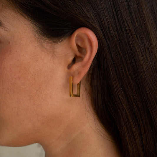 Rechteckige Creolen Gold Edelstahl