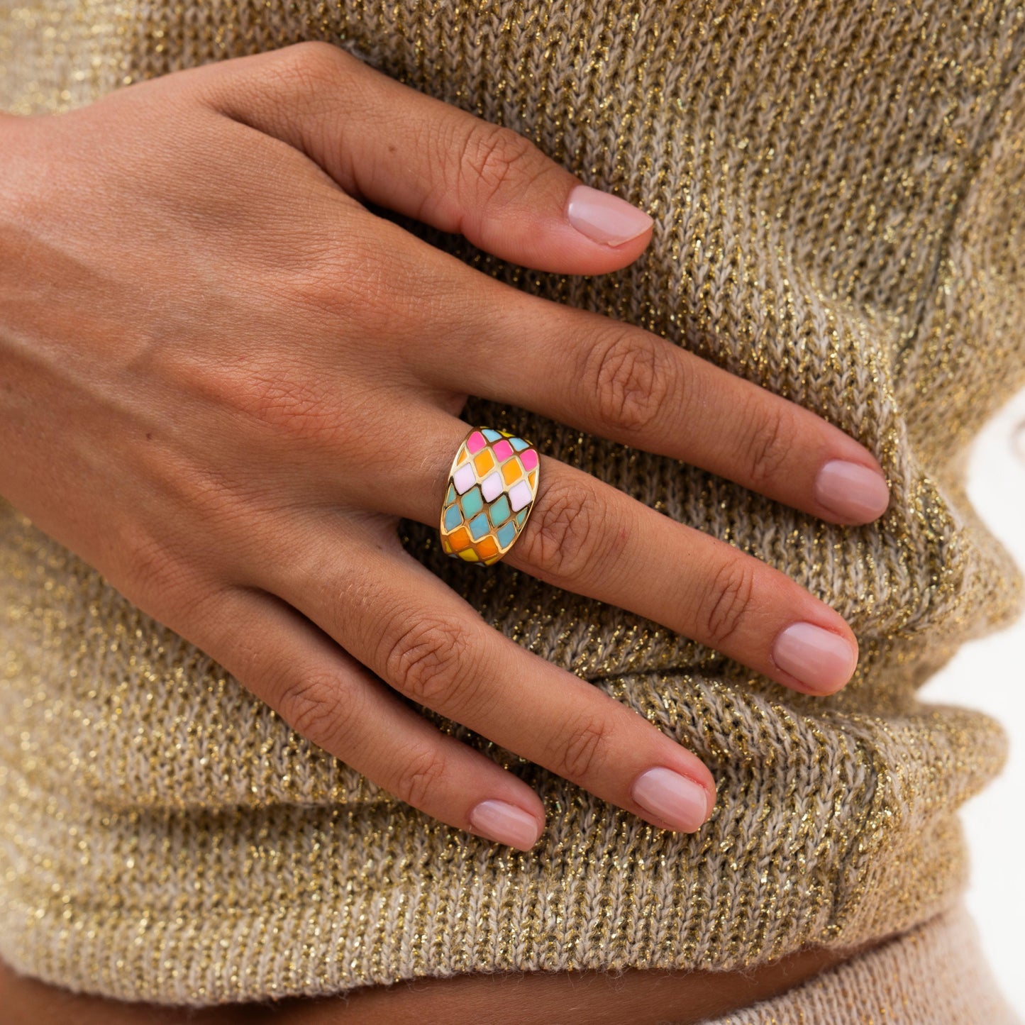 Boho Ring Gold Bunt 18K Vergoldet Verstellbar