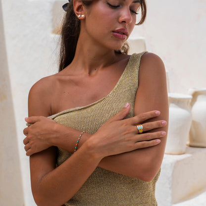 Boho Ring Gold Bunt 18K Vergoldet Verstellbar