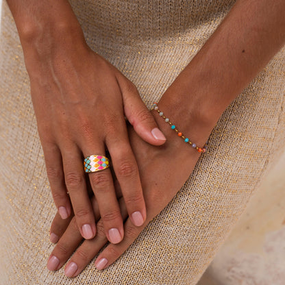 Boho Ring Gold Bunt 18K Vergoldet Verstellbar