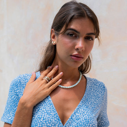 Elastischer Perlenring aus echten Süßwasserperlen