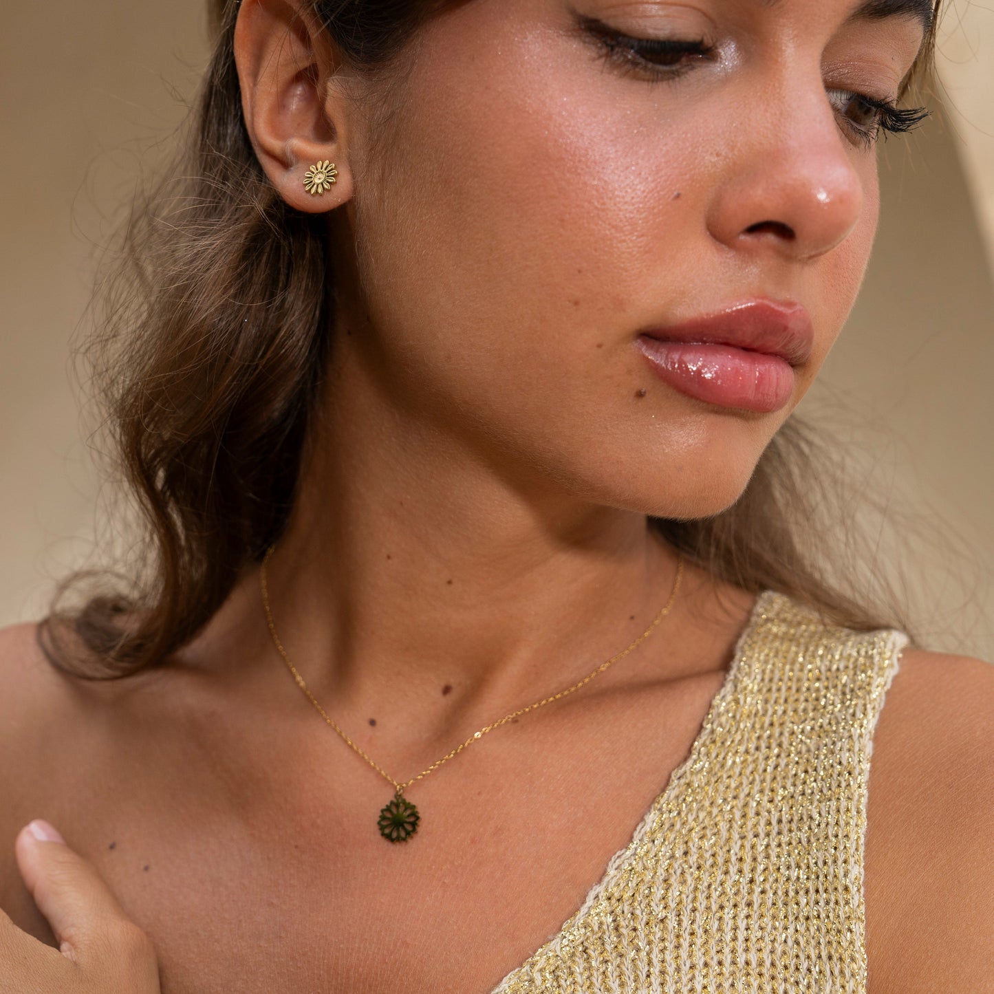 Goldene Blume Ohrstecker 18K vergoldet